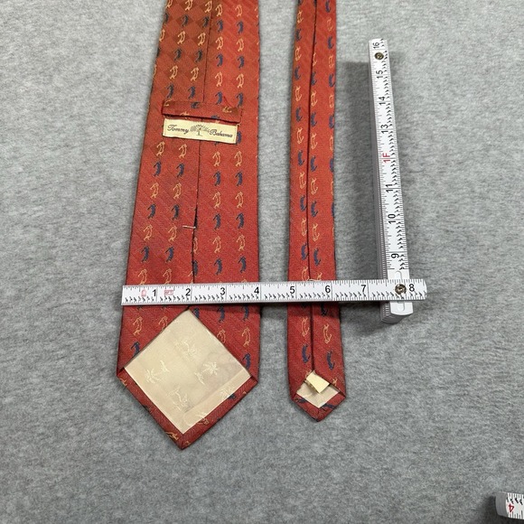 Tommy Bahama Mens Neck Tie Coral Orange Blue Golf 100% Silk Made In USA - Picture 2 of 5